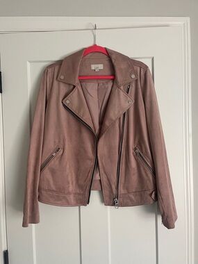 LOFT Mauve Suede Asymmetric Moto Jacket